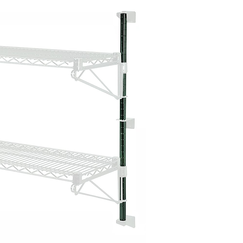 Focus FWPS33GN 33"H Wall Mount Post, Epoxy, 2 Shelf Tiers, Green Epoxy