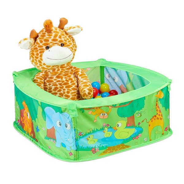 relaxdays Baby-Bällebad mit 50 Bällen Dschungel Image
