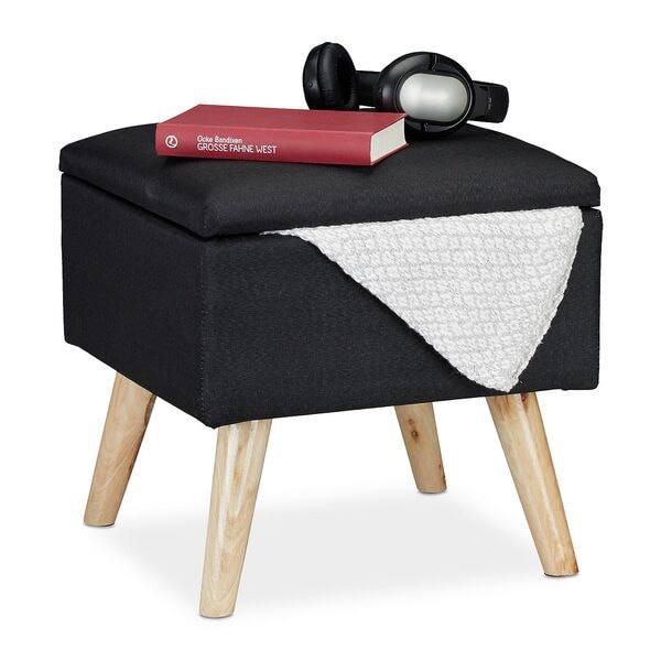relaxdays Hocker mit Stauraum schwarz Image
