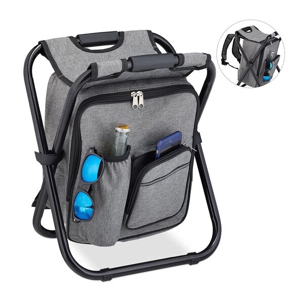 relaxdays Campinghocker mit Tasche klappbar grau Image