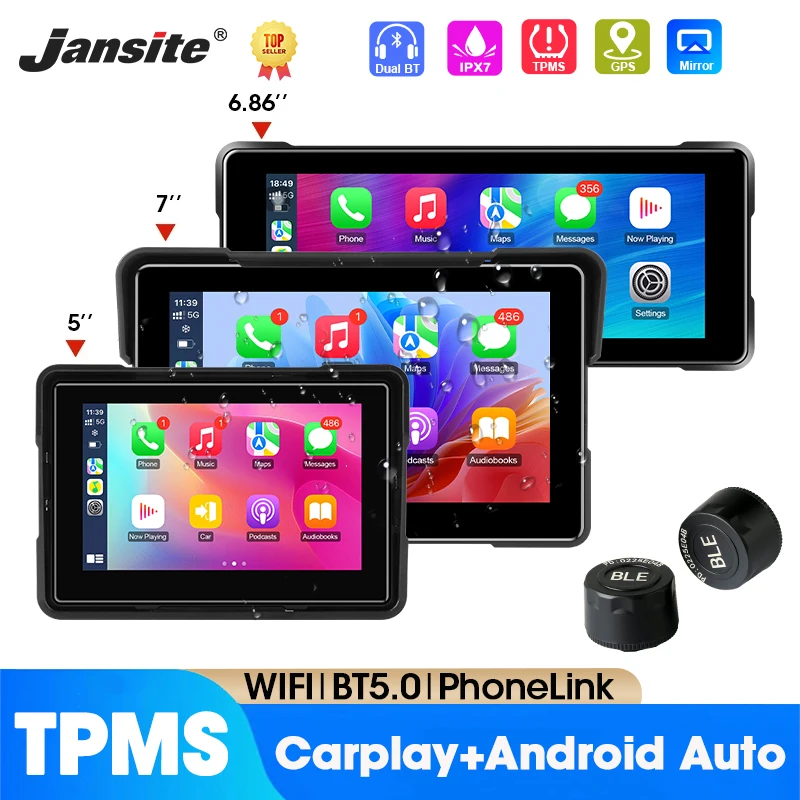 Motorrad Display Bildschirm Carplay Moto Navigation Tragbare Digitale Dashboard Motorrad Android Auto Wasserdicht BT Monitor Image