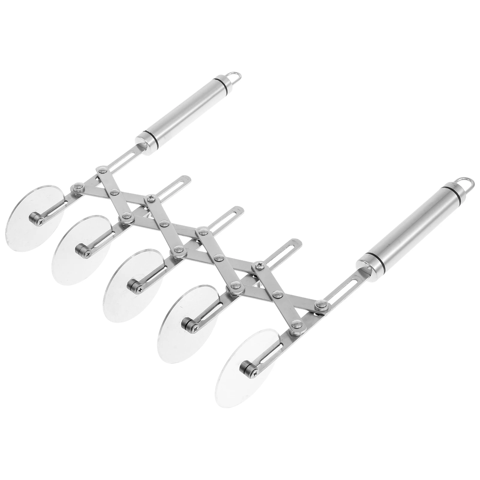 Gebäckschneider, Rad, Edelstahl, 5-Rad-Pizzaschneider, verstellbarer Klingenabstand, sicherer und einfach zu verwendender Tischenschneider für Brot Image