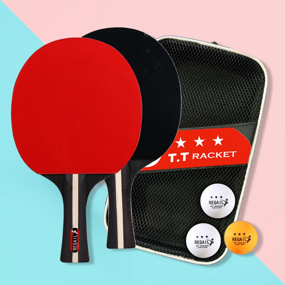 Ping Pong Paddle 2 Rackets & 3 Balls Ping Pong Paddles Set Professional 2 Player Ping Pong Set with Bag for Advanced Training