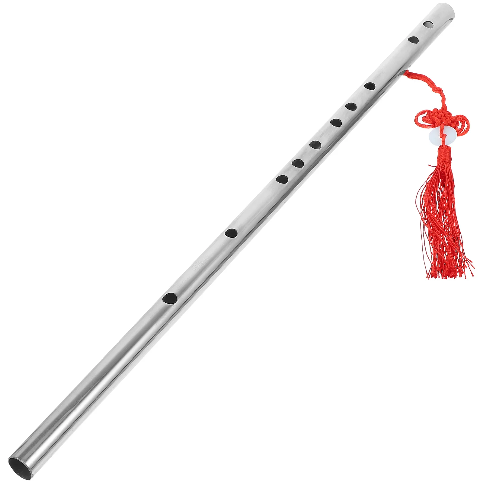 Fortune Tassels Stainless Steel Flute kids Musical Instruments Portable Hook Silver Chinese Traditional Student Beginners Flute