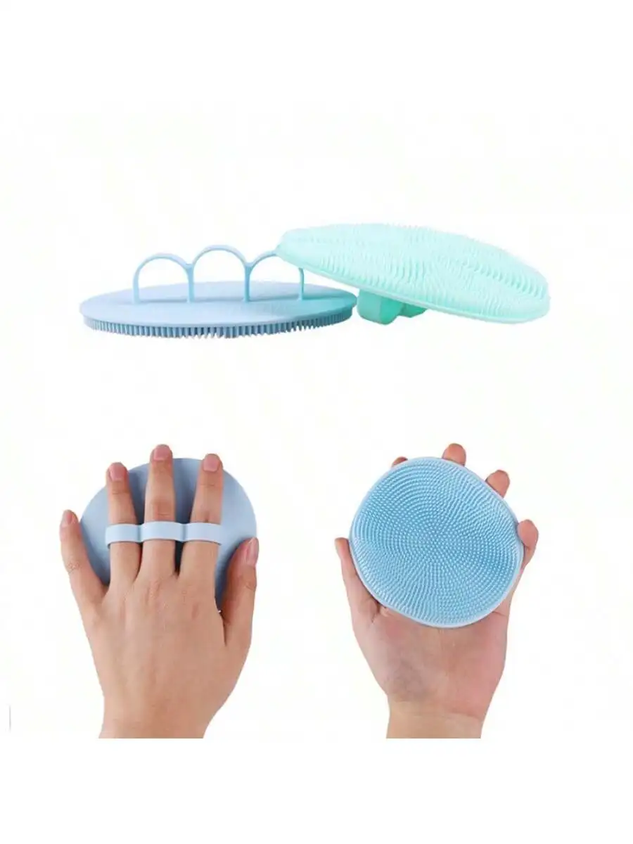 1-teilige Silikon-Badebürste mit drei Fingern, Silikon-Massage, Körperwäscher, Peeling-Schrubber, Massagegerät, Positionierung mit drei Fingern Image