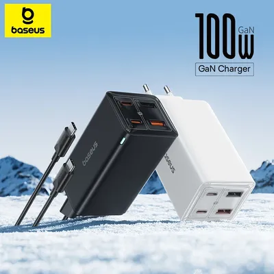 Baseus 100W GaN 6 Charger USB C Charger For Macbook Pro PD Charge Portable Fast Charger For iPhone 17 16 15 Laptop Charger