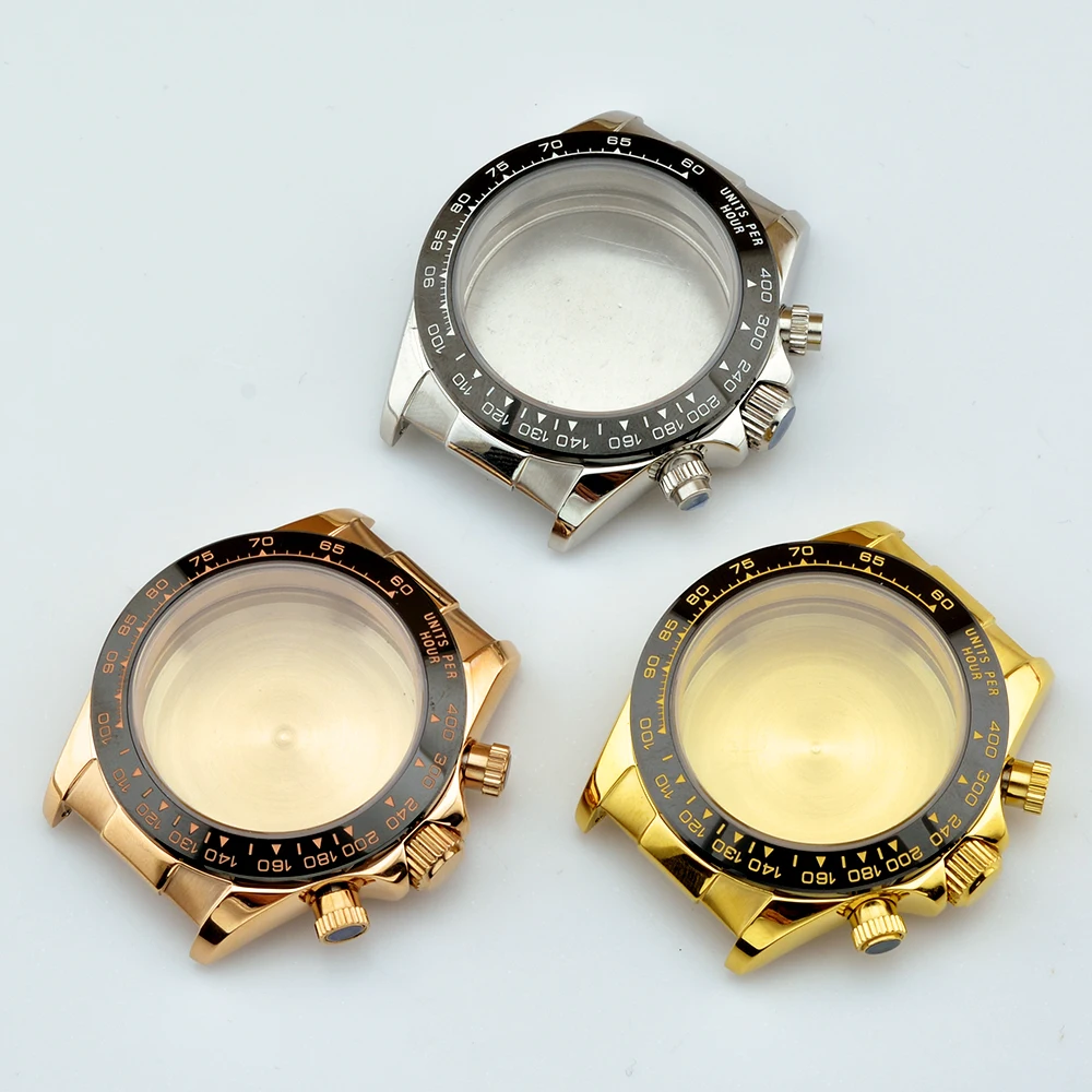 NEITON 40 mm Saphirglas Quart-Gehäuse, Edelstahlgehäuse, passend für VK63 Quart-Uhrwerk, Gummi-Armband-Serie Image