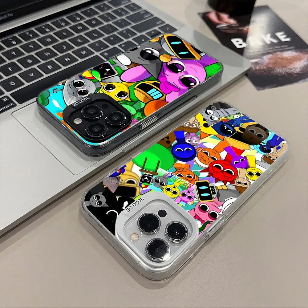 Phone Case for iPhone 16 15 14 13 12 11 X XR XS 8 7 Pro Max Plus Translucent Colour Printing Cover Luxury Mobile Sprunki Fashion