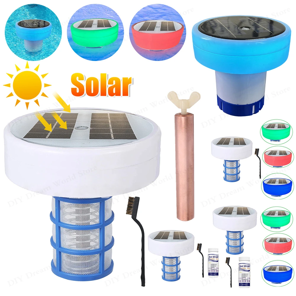 Ioniseur de piscine solaire, purificateur de piscine en cuivre et argent, filtre tue les algues, ioniseur de piscine pour remplacement extérieur, Anode en cuivre