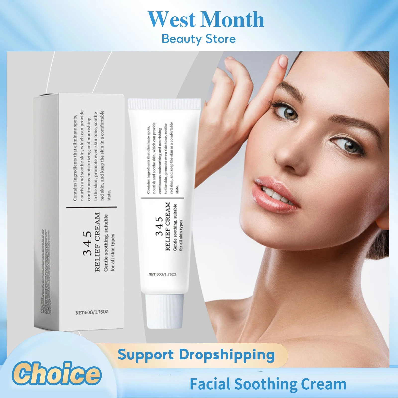 Beruhigende Gesichtscreme, tief feuchtigkeitsspendend, beruhigende Rötung, verbessert empfindliche Haut, stärkt die Hautbarriere, verjüngende Gesichtscreme Image