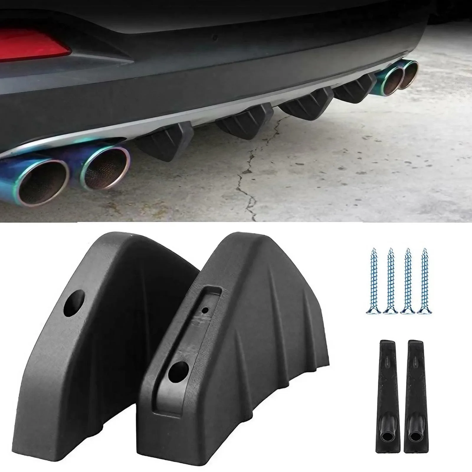 Diffuseur de pare-chocs arrière noir universel, 2 pièces, becquet et protecteur de voiture pour suv, berlines et tous les Types de véhicules (installation facile)