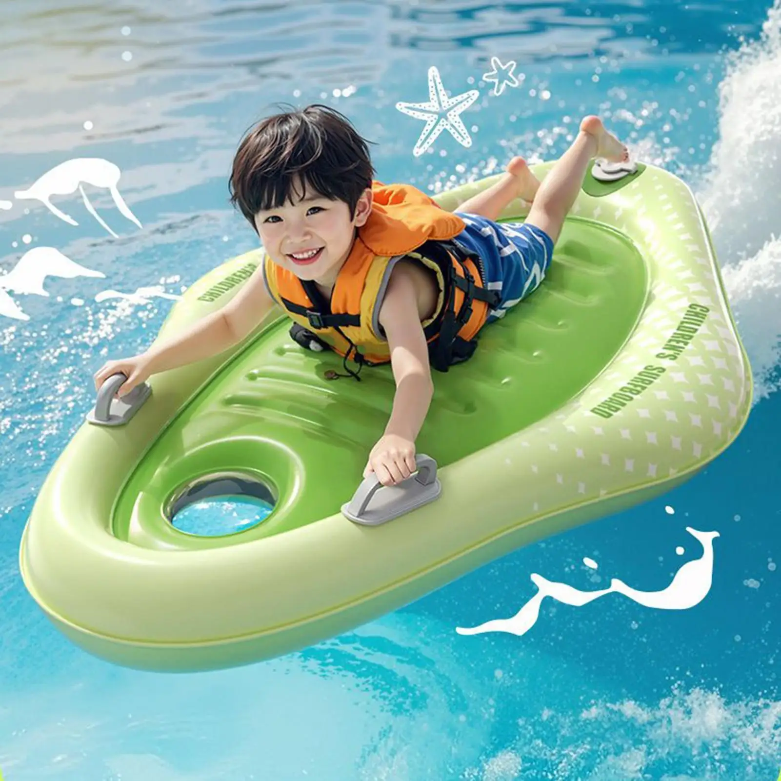 Kinder Aufblasbare Surfbrett Tragbare Bodyboard Ski Board mit Griffen Ergonomische Schwimmen Spielzeug Für Strand Surfen Schwimmen Schwimmende Reihe