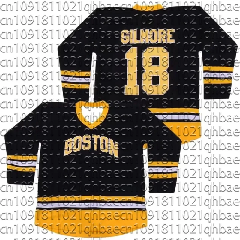 Men's 18th Happy Gilmore 1996 Movie Boston Adam Sandler Ice Hockey Jersey