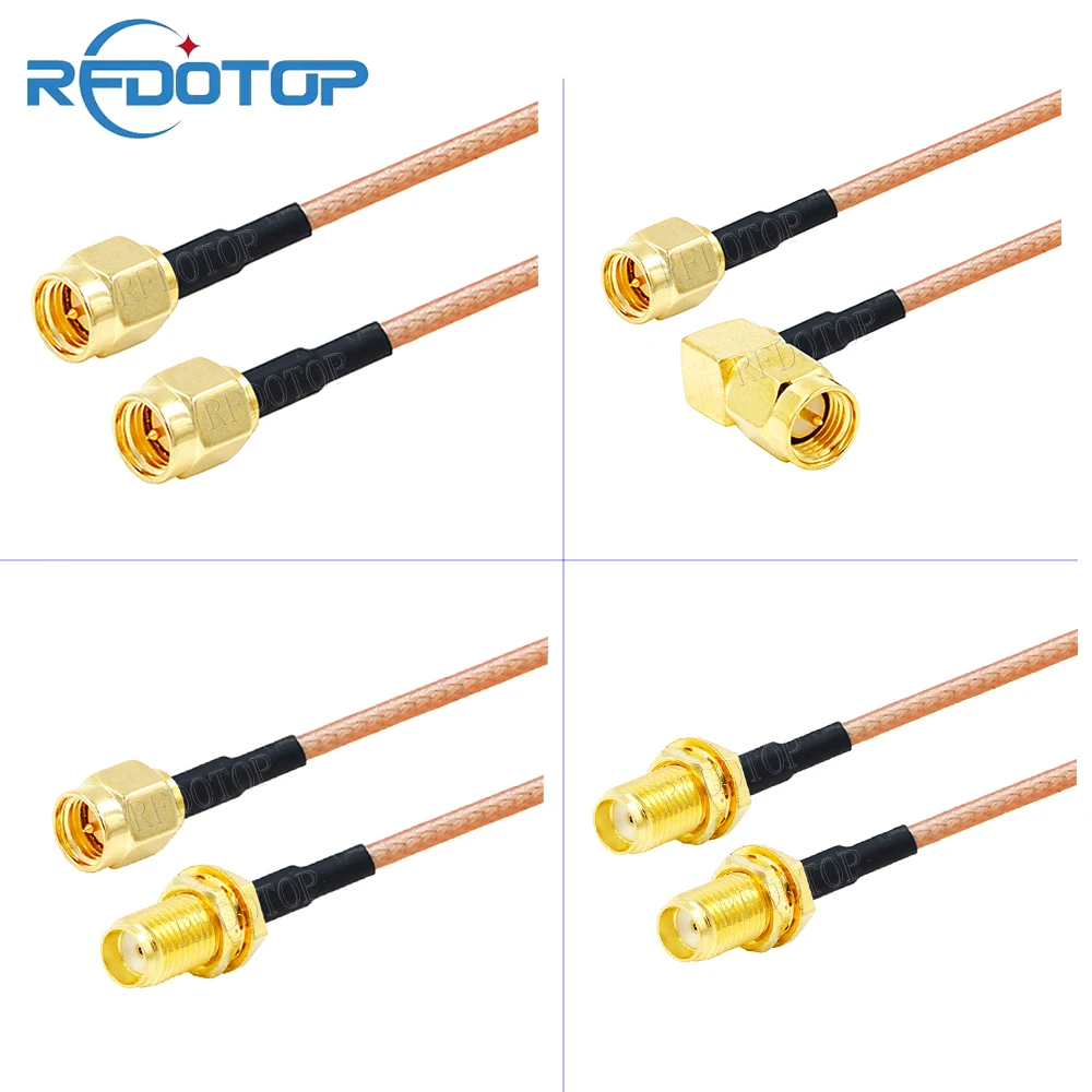 Neue RG316 SMA Stecker auf SMA Buchse RG-316 Kabel Wifi Verlängerung Zopf 50Ω RF Koaxialkabel Adapter Draht SMA-SMA-50JK-1,5 Image