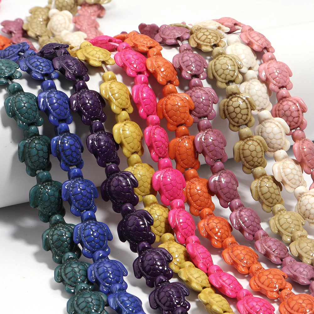 1 Strang Schildkrötenform Türkis Perlen Bunte Natursteinperlen Lose Distanzperlen für DIY Schmuckherstellung Armband Halskette Image