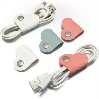 5 Counts/set Earphones Headphones PU Leather Cable Organizer, Desk Drawer Organizer for Home and Office