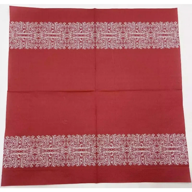 Bunte bedruckte Servietten, hochwertige rote Hochzeits-Papierservietten, 2-lagige Hochzeits-Einweg-Weinglas-Tischdekoration, Blumenpapier, 20 Stück Image