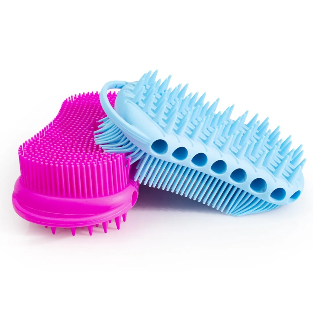 Weiche Rückenwäscher-Bürste, Silikon-Hautmassagegerät, Bad, Dusche, Scheuerbürste mit Griff, Körperwäsche, Peeling, Badzubehör Image