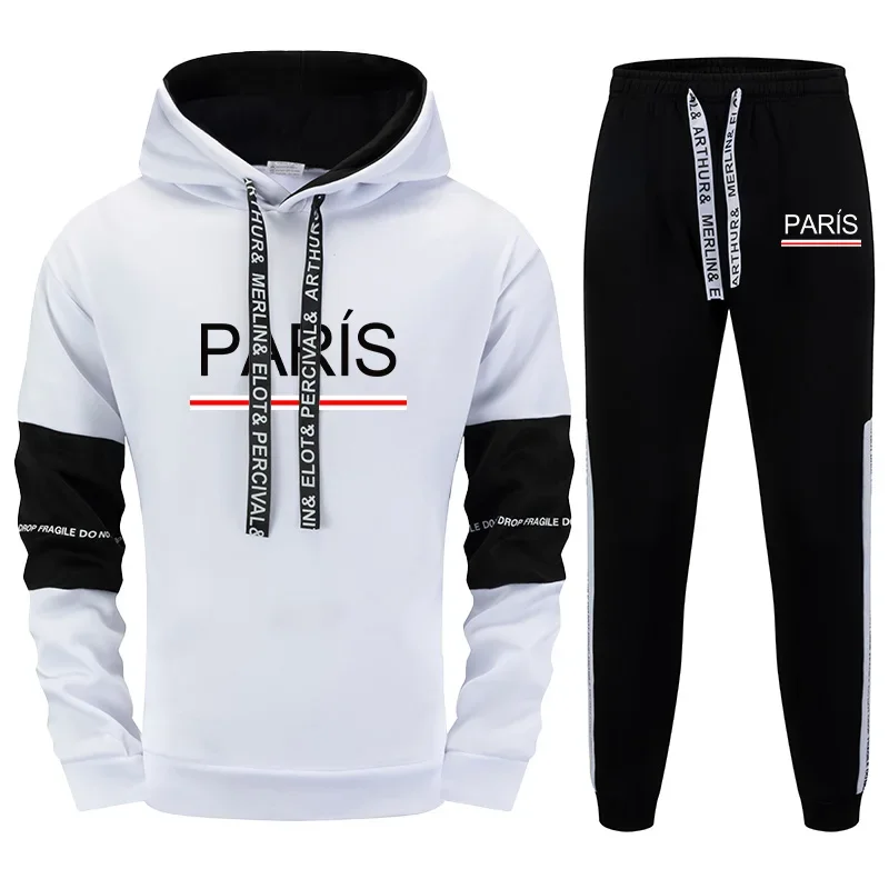 Paris Print Hoodie Jogginghose Herren Trainingsanzug Täglich Lässig Sportlich Jogger Set Urban Fashion Sportswear Streetwear Sweatshirt