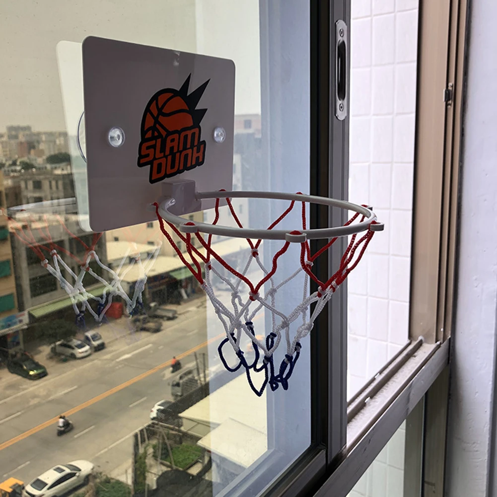 Suction Cup Basketball Hoop with 2 Balls Indoor Basketball Hoop Practice Basketball Hoop for Home Living Room
