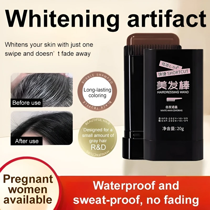 Schneller pflanzlicher Haarfärbecreme-Stick zur Abdeckung grauer Haare, schnelle pflegende Farbbehandlung, beschädigungsfreie dauerhafte Haarfarbe Image