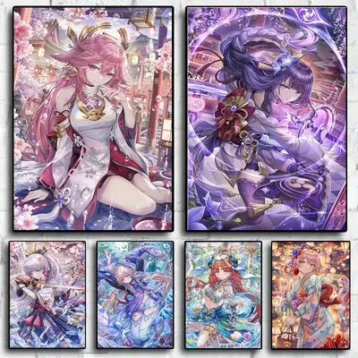 Popular Genshin Impact Game Characters Posters Canvas Painting And Print Wall Aesthetic Art Pictures for Living Room Home Decor