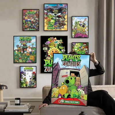 Classic Game P-Plants Vs Z-Zombies Self-adhesive Art Poster Whitepaper Prints Posters Artwork Aesthetic Art Wall Painting