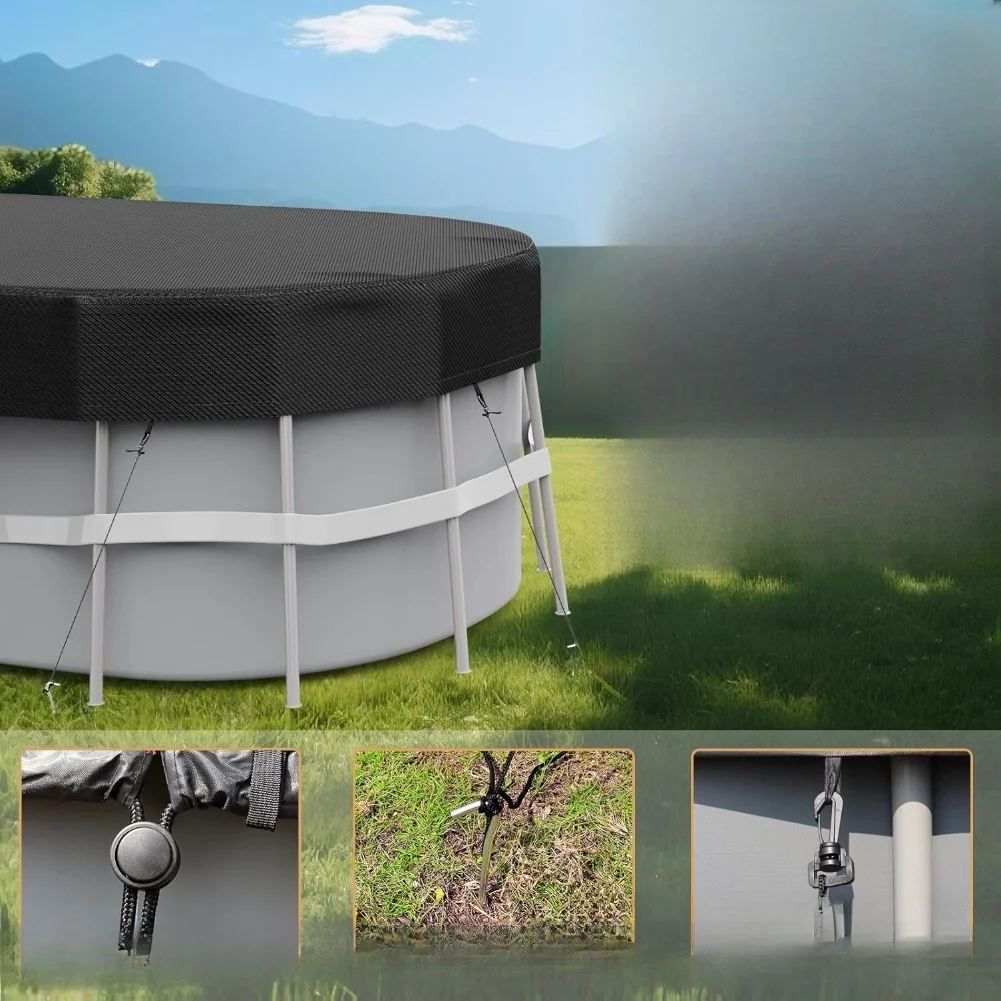 Rechteckige Poolabdeckung, wasserdichter Schutz für oberirdische ovale und aufblasbare Pools, Größen 7 x 10 bis 10 x 16 Fuß Image
