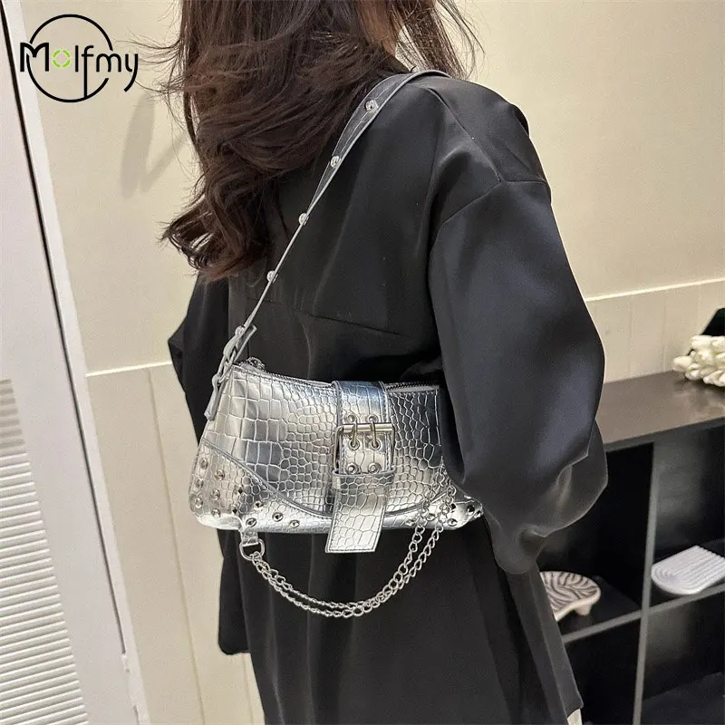 Femmes sac à bandoulière Rivets mode dames sac à main Rock à la mode Y2K chaîne pour voyage vacances quotidien Bolsa concepteur sacs de luxe