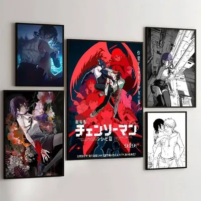Anime Chainsaw Man The Movie Reze Arc Movie Sticky Posters Retro Kraft Paper Sticker Room Bar Cafe Aesthetic Art Wall Painting