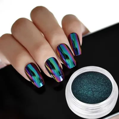 1Jar Green Chameleon Mirror Nail Powder Holographic Metallic Effect Chrome Pigment Dust For UV Gel Polish Nail Art Decorations &