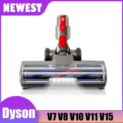 Direct Drive Brush Head For Dyson V7 V8 V10 V11 V15 Vacuum Cleaner with LED White Lights for Hardwood and Carpet Floor Brush