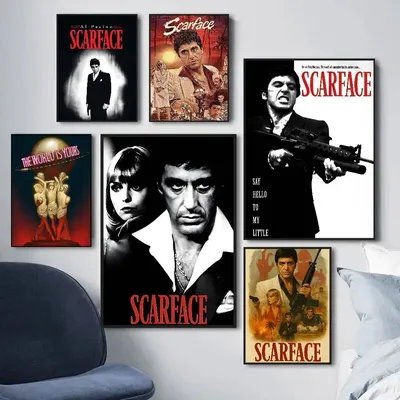 Vintage Classic S-scarface Movie Classic Movie Posters Whitepaper Sticker DIY Room Bar Cafe Aesthetic Art Wall Painting