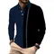 Moda stampa a righe nere Abbigliamento da golf Uomo Colletto bianco Bottoni Polo a maniche lunghe per uomo Abbigliamento da uomo con risvolto da ufficio