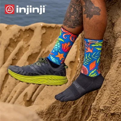 Injinji five-finger socks limited edition long tube thickened coolmax running split toe socks.