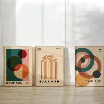 Bauhaus Fashion Lines, Semi-circular Murals, Retro Medieval Geometry, Canvas Paintings, Colorful Bedroom Art Decoration
