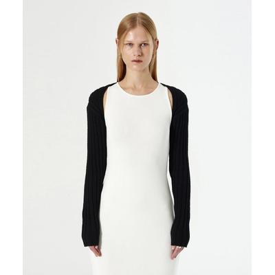 diagonal WIDE RIBBED KNIT BOLERO