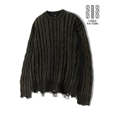 trillion Vintage washed damaged cable knit