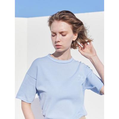 ayiholiccashmere Semi-over rolled-up round knit