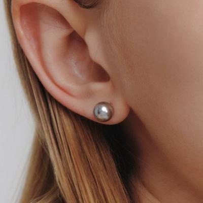 lunne Silver 925 8mm Light Gray Pearl Earrings #LSE79