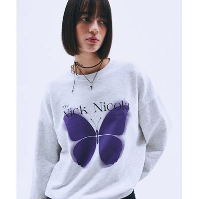 nicknicole SPREAD BUTTERFLY DIGITAL SWEATSHIRT_MELANGE