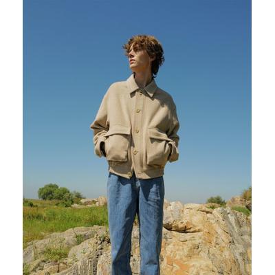 learve Wool Cash Big Two Pocket Half Coat Oatmeal