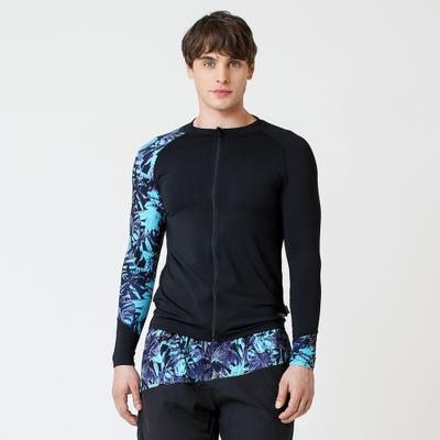 basicelle Men's Tropical Zip-Up Rash Guard BEM-T953K