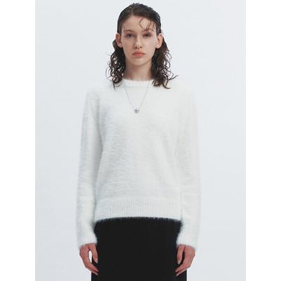 haveless FLUFFY PULL OVER ROUND KNIT WHITE