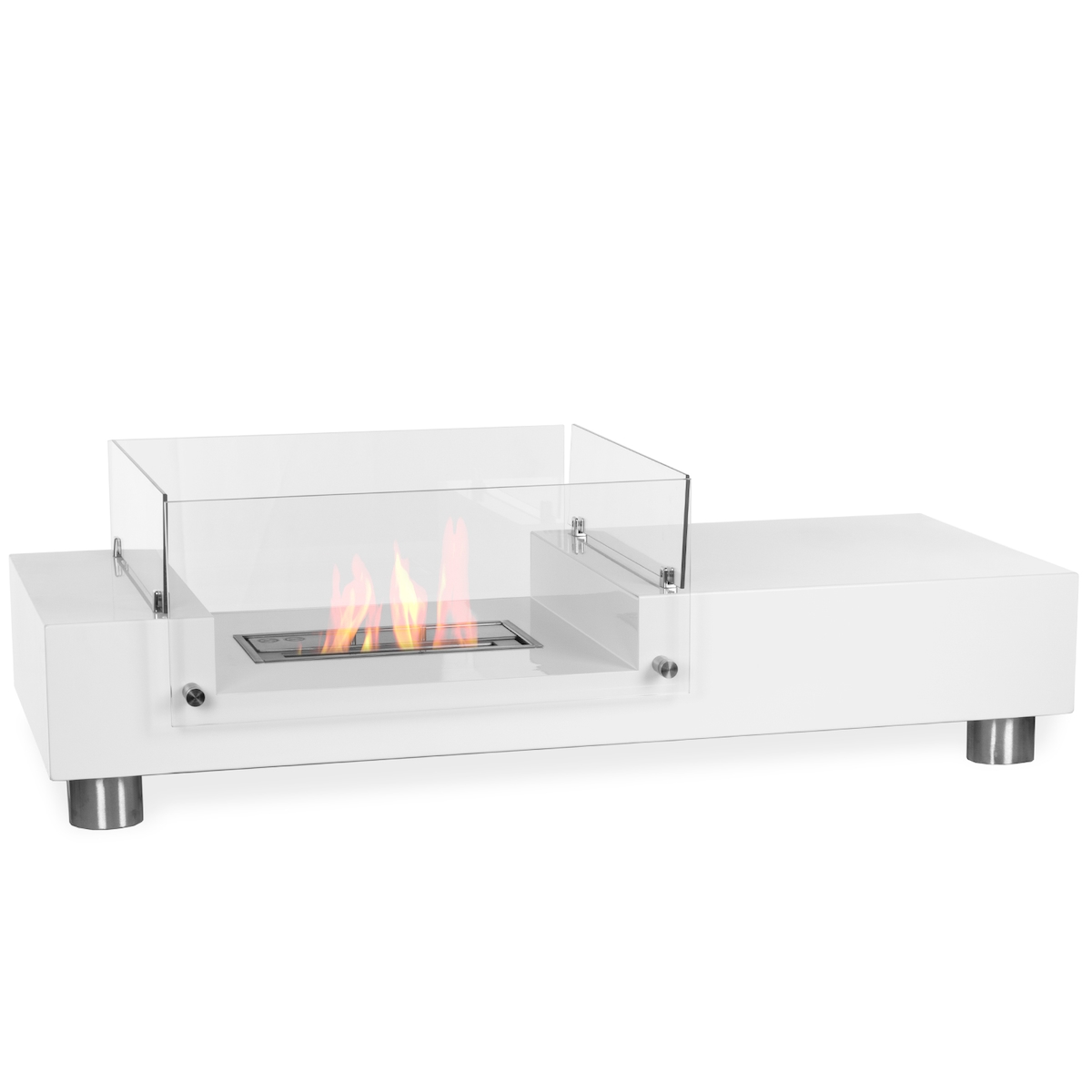 Moritz Ethanol Kamin Standkamin I Tisch Kamin I 35 x 112 x 50 cm weiß I 1,5 Liter Brenner I Bioethanol Kamin I Bio Ethanol Kaminofen Indoor Outdoor Image