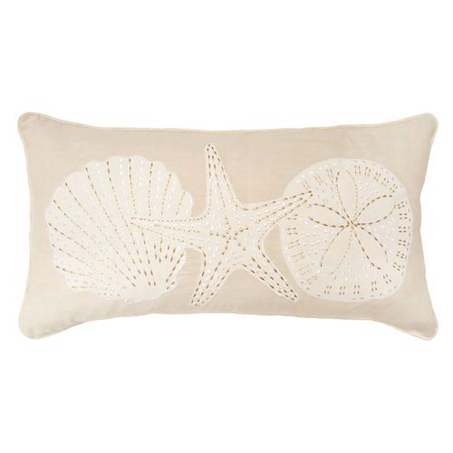 Golden Coast Shells Rectangle Decorative Pillow Natural , Natural