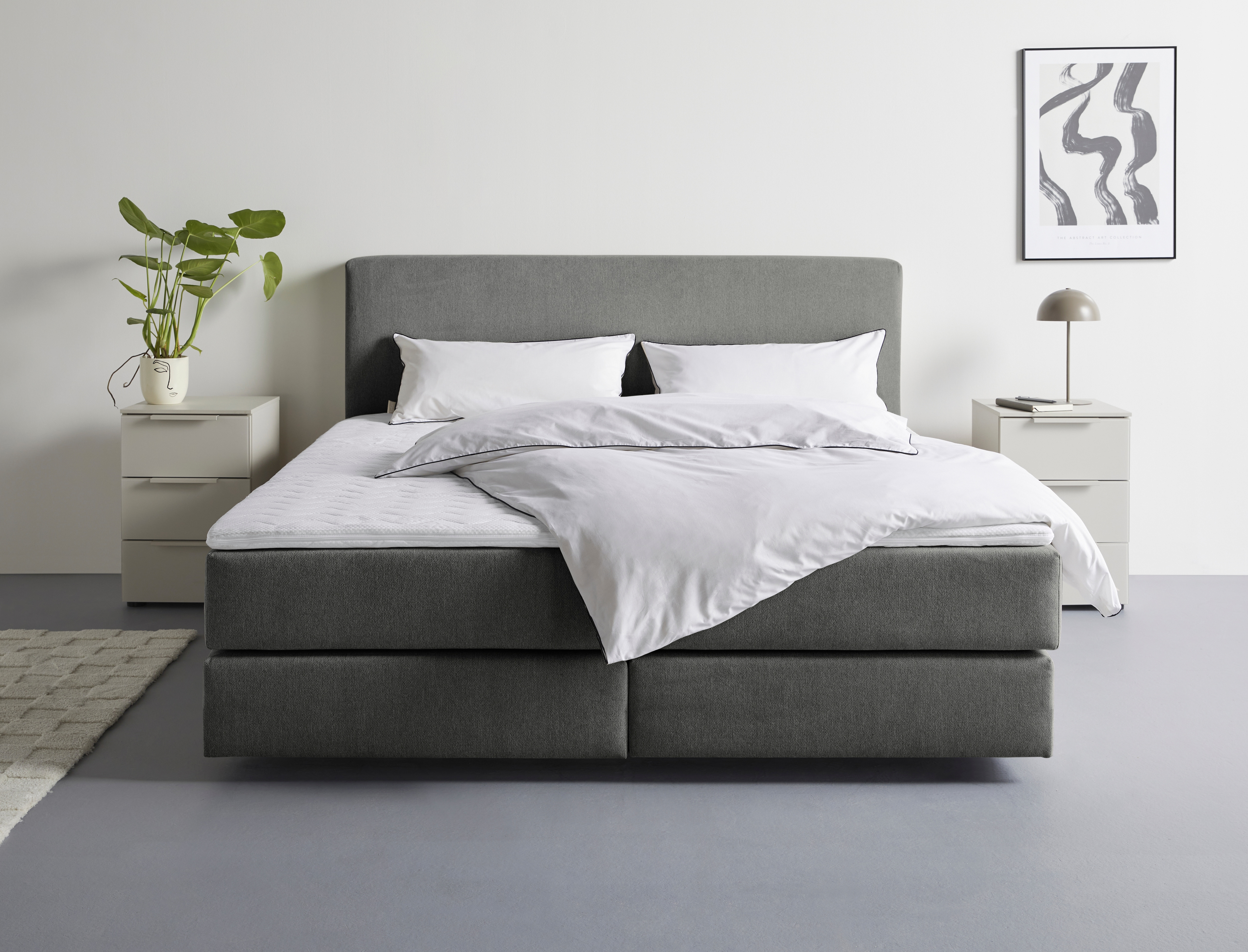 Boxspringbett "Zalia erhältlich in verschiedenen Breiten, inkl. Toppper", anthrazit, B:165cm L:217cm, LEGER HOME BY LENA GERCKE, Komplettbetten, wahlweise mit Bonnell- oder 7-Zonen-Tonnentaschenfederkern