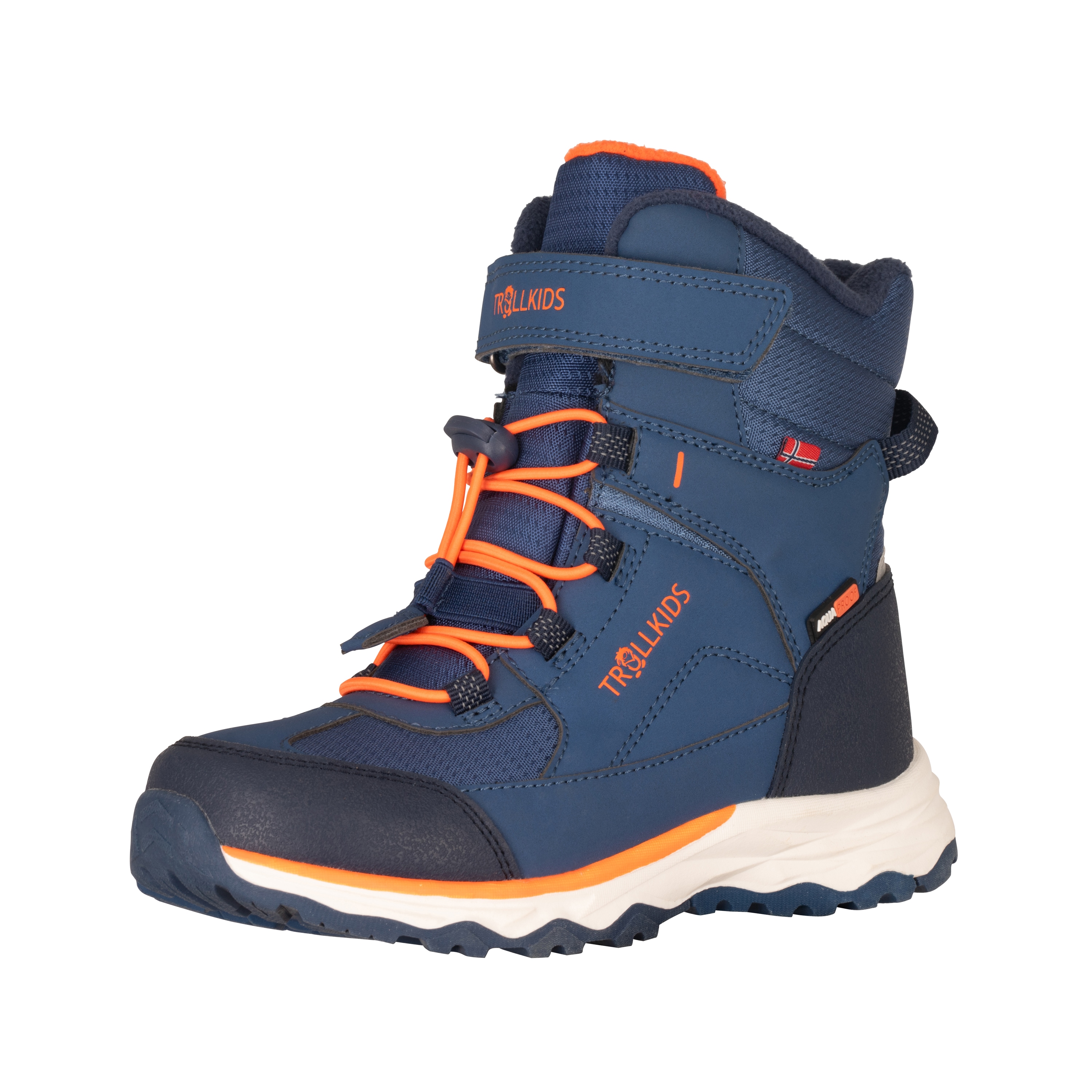 Winterstiefel TROLLKIDS "KIDS HAFJELL WINTER BOOTS XT", Gr. 32, orange (nordic blau, mystic blau, flame orange), Synthetik, Textil, Schuhe, wasserdicht, Klettverschluss, reflektierende Details Image