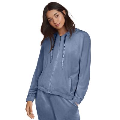 Plus Size Women's Velour Hooded Sweatshirt by ellos in Pale Indigo (Size 34/36)