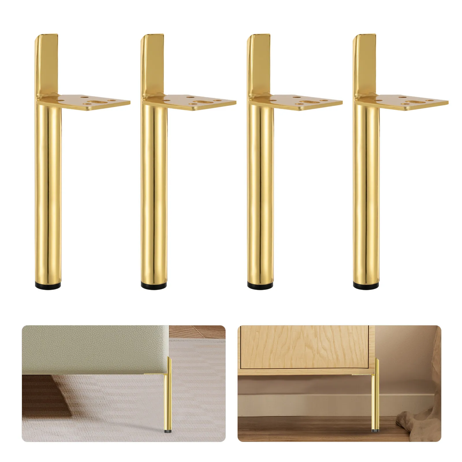 Ensemble de 4 pieds de meubles en métal 18 cm or bricolage pieds de Table en métal pieds de meubles ronds pour canapé Table basse meuble TV lit or